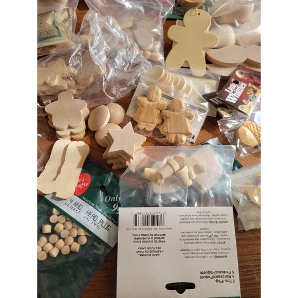 Lot of Wooden Jigsaw Puzzles, Shapes, Embellishments, Cut-Outs Craft Pieces - Picture 3 of 16